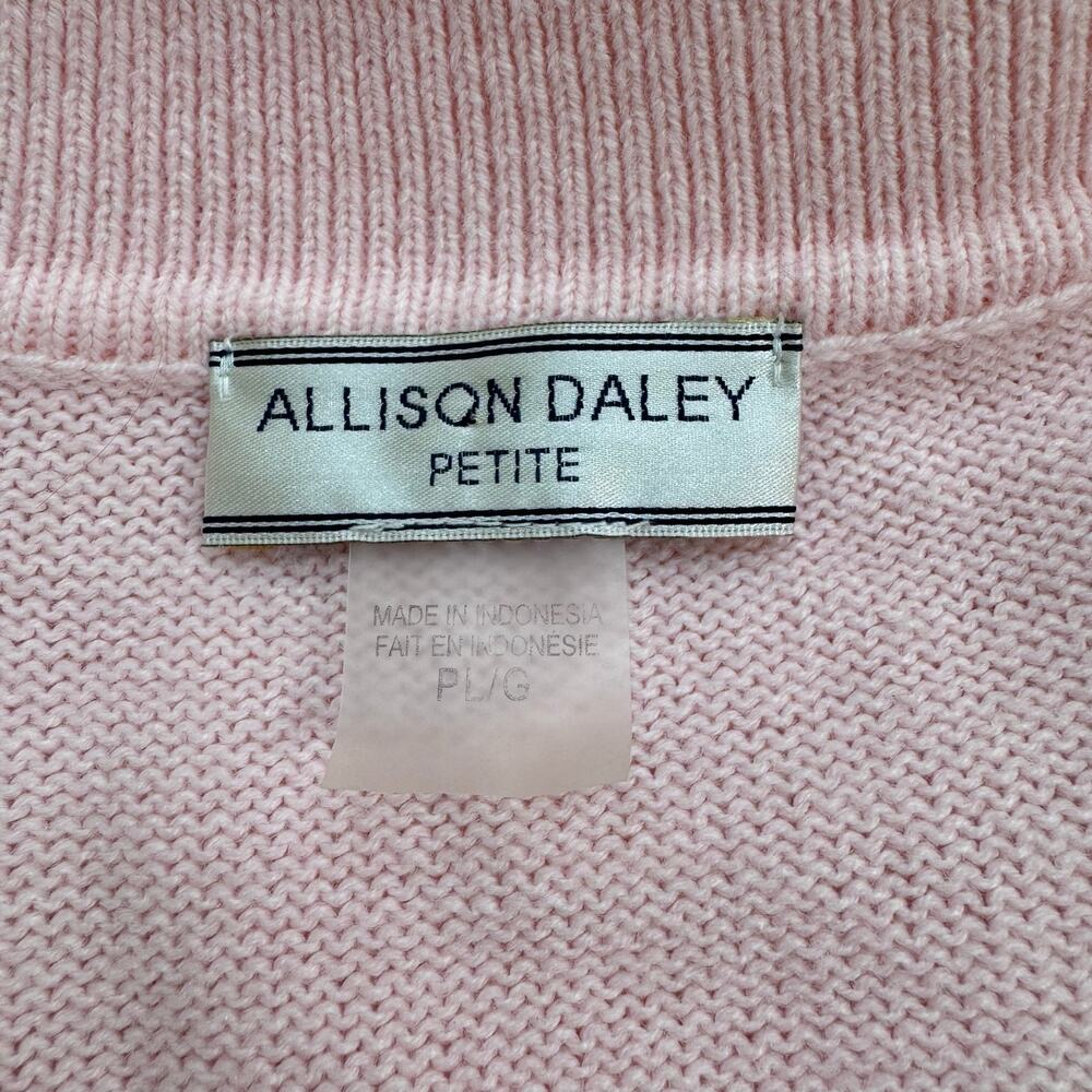 Allison Daley‎ 3-D Knit Floral Bird Full Zip Sweater Women's Large Petite Granny - Picture 5 of 9